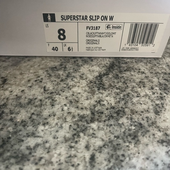 Adidas Superstar Slip on. Size 8. NWT, never worn. Black - Picture 3 of 3